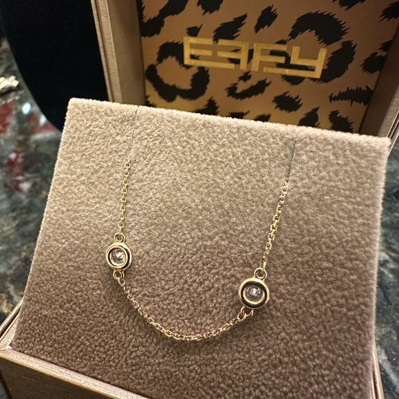 Effy Radiant Value 14k Yellow Gold & 1.5 TCW Diamond Bezel Station Necklace - Picture 2 of 8